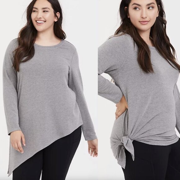 NEW NWT TORRID 3 Plus Size Asymmetrical Terry Active Sweatshirt Gray Long Sleeve - Picture 1 of 16